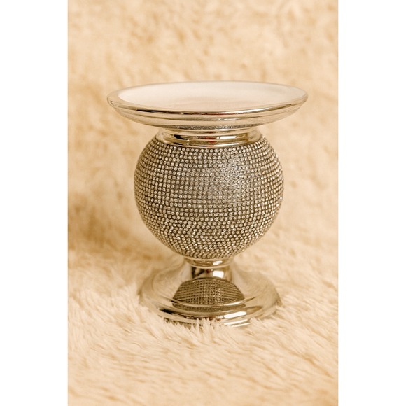 Bath & Body Works Other - Bath and Body Works Rhinestone Bling Applique Pedestal 3 Wick Candle Holder NEW